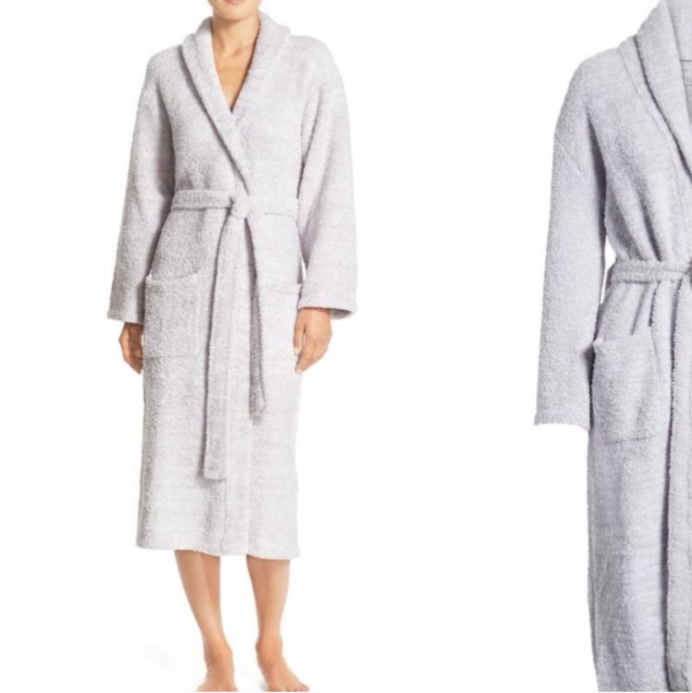 Barefoot dreams cozychic gray bath robe 1 small